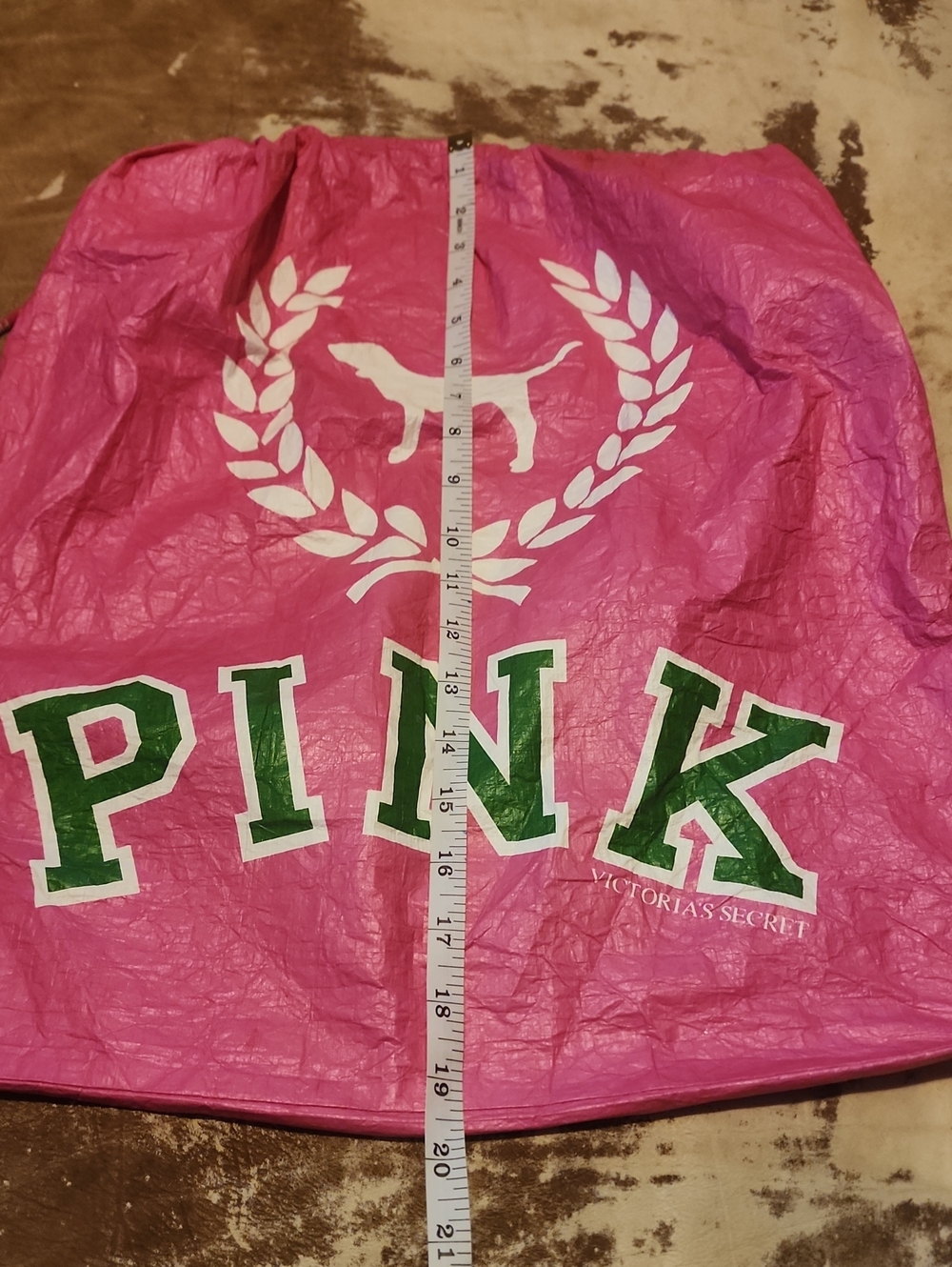 HTF Y2K Pink VS Draw String Backpack With Large Dog Crest. Size:OS - Picture 8 of 8